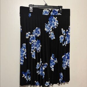 Elegant A-Line Skirt - Black and Blue Floral